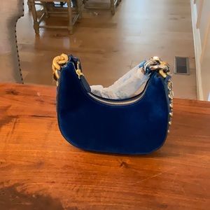 Stella McCartney frayme mini velvet and crystal chain shoulder bag